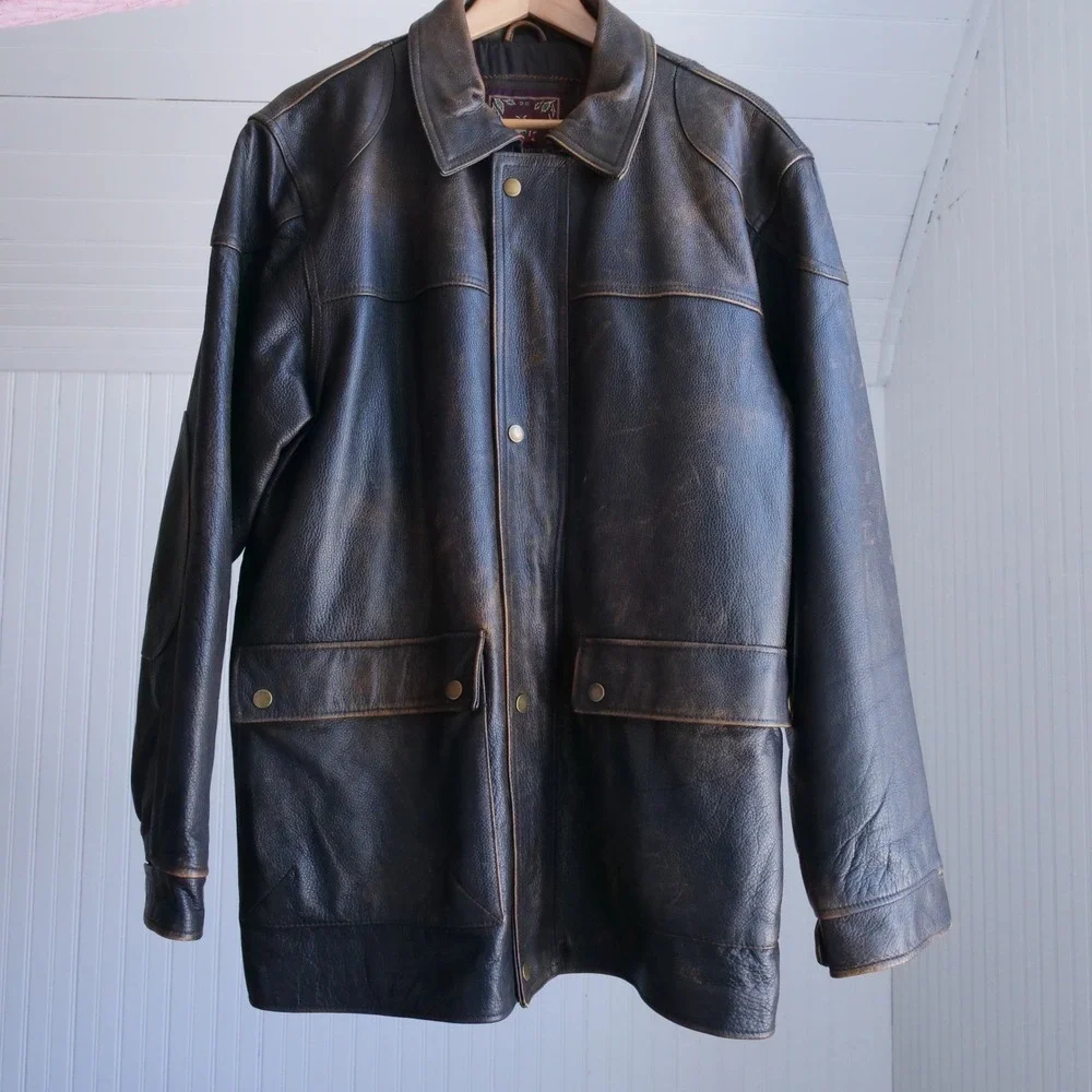 90s/y2k Territory Ahead leather‎ chore coat